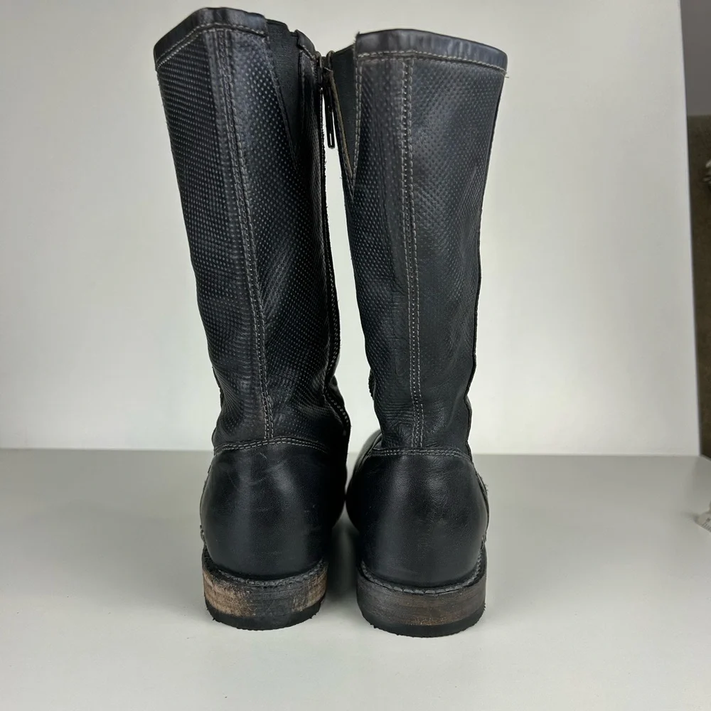 BED STU ANNETTE MOTO COMBAT DISTRESSED MID CALF LEATHER BOOTS SIZE 7 - Picture 3 of 10